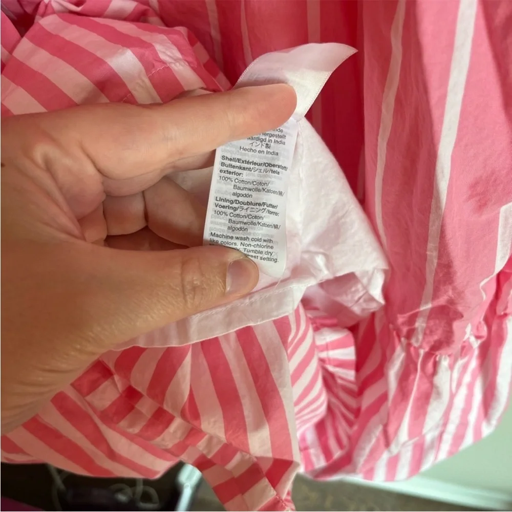 J. Crew Women's Sleeveless Tiered Popover Dress Mixed Stripe Pink Small Preppy